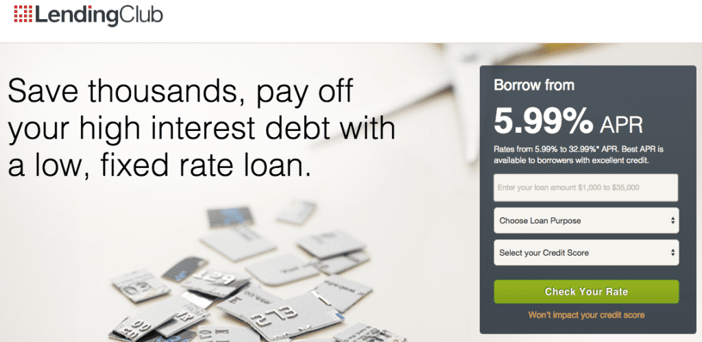 Lending Club Borrower screen