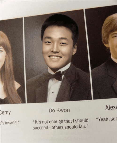 Do Kwon's High school quote, found by the Block's VP of Research Larry Cermak